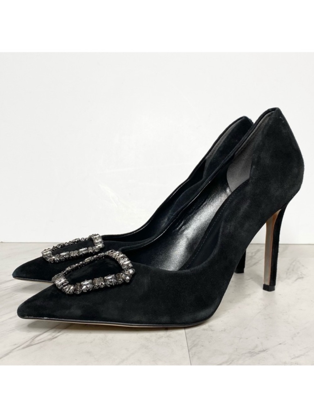 Sam Edelman Harriett Black Suede Pointy Toe Pump 10